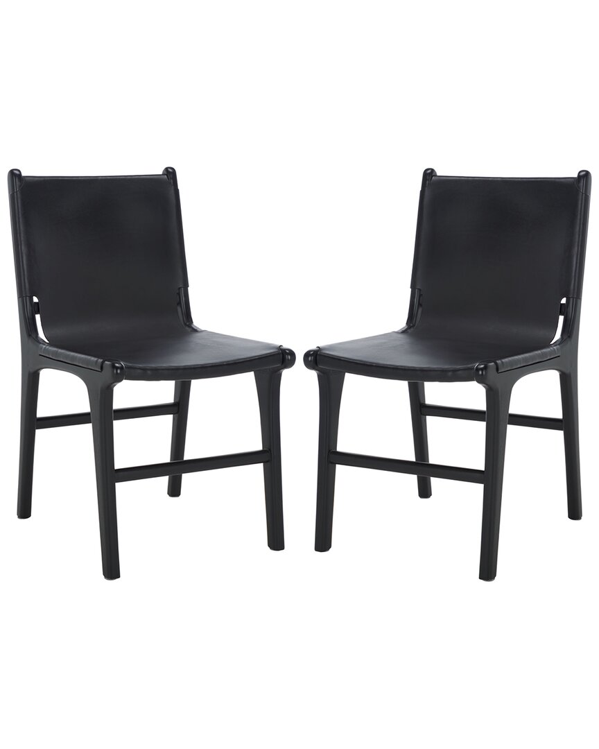 Safavieh Couture Cassaphina Leather Dining Chair In Black
