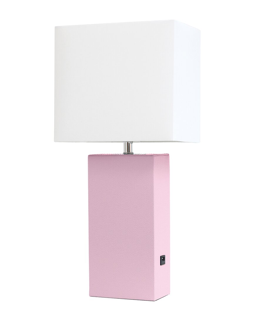 Lalia Home 21in Modern Leather Wrapped Table Lamp With Usb Port & Led Bulb  Included