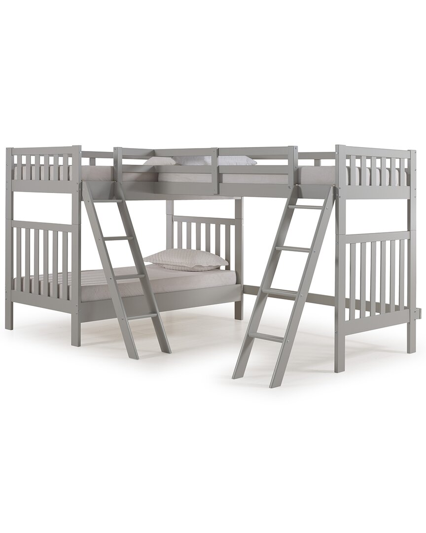 Alaterre Aurora Twin Over Twin Wood Bunk Bed With Third Bunk Extension