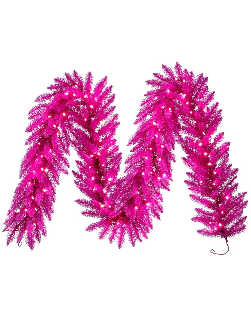 Vickerman 9ft Pink Pre-lit Garland With 100 Pink Mini Lights