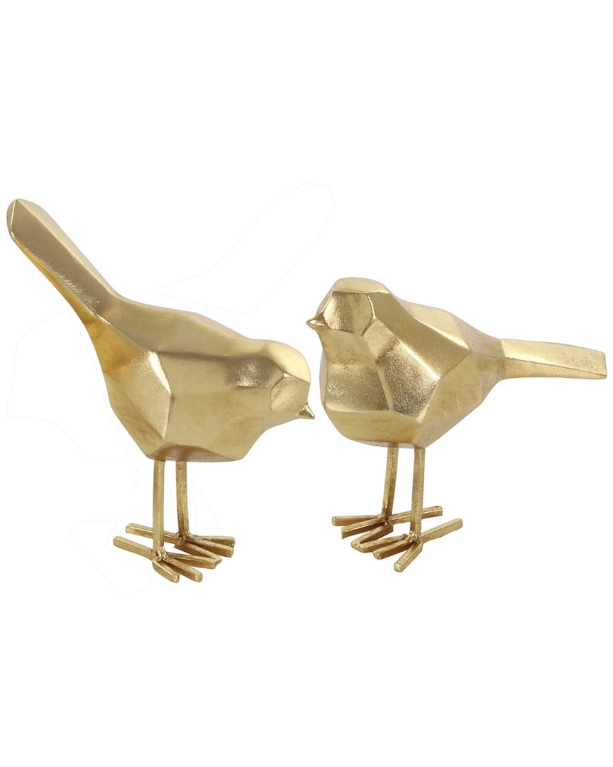 Cosmoliving By Cosmopolitan Set Of 2 Bird Polystone Sculpture In Gold