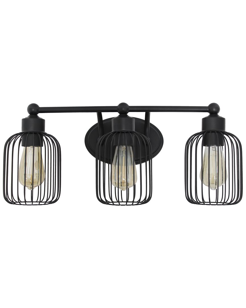Lalia Home Ironhouse 3-light Industrial Decorative Cage Light In Black
