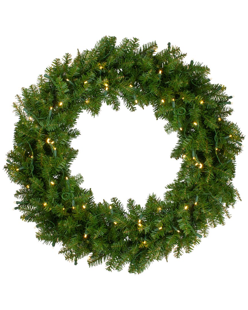 Northern Lights Northlight 36 Pre-lit Northern Pine Artificial Christmas Wreath - Warm Clear Led Lights In Green