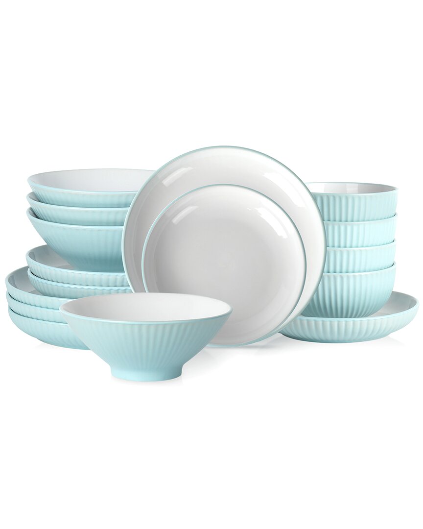 Christian Siriano Lustra 16pc Dinnerware Set In Blue