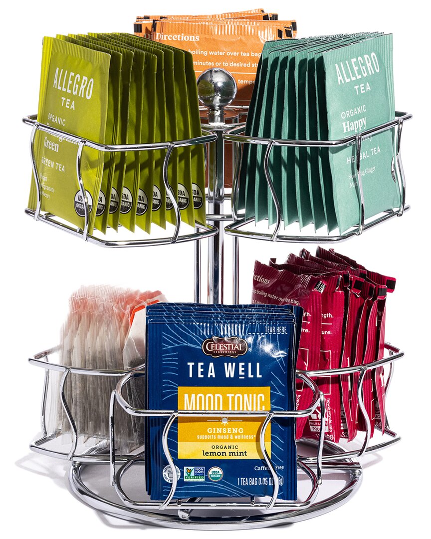 Sorbus Tea Bag Silver Spinning Carousel Organizer