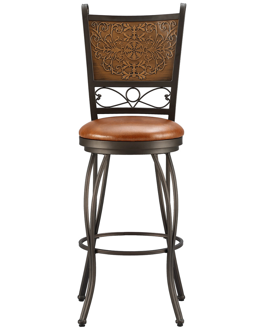 Powell Joel Bronze With Muted Copper Stamped Back Bar Stool