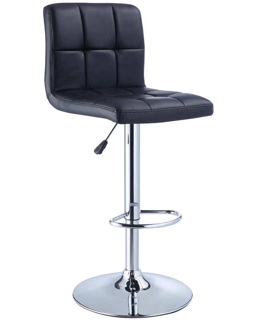 Powell Black Quilted Faux Leather & Chrome Adjustable Bar Stool