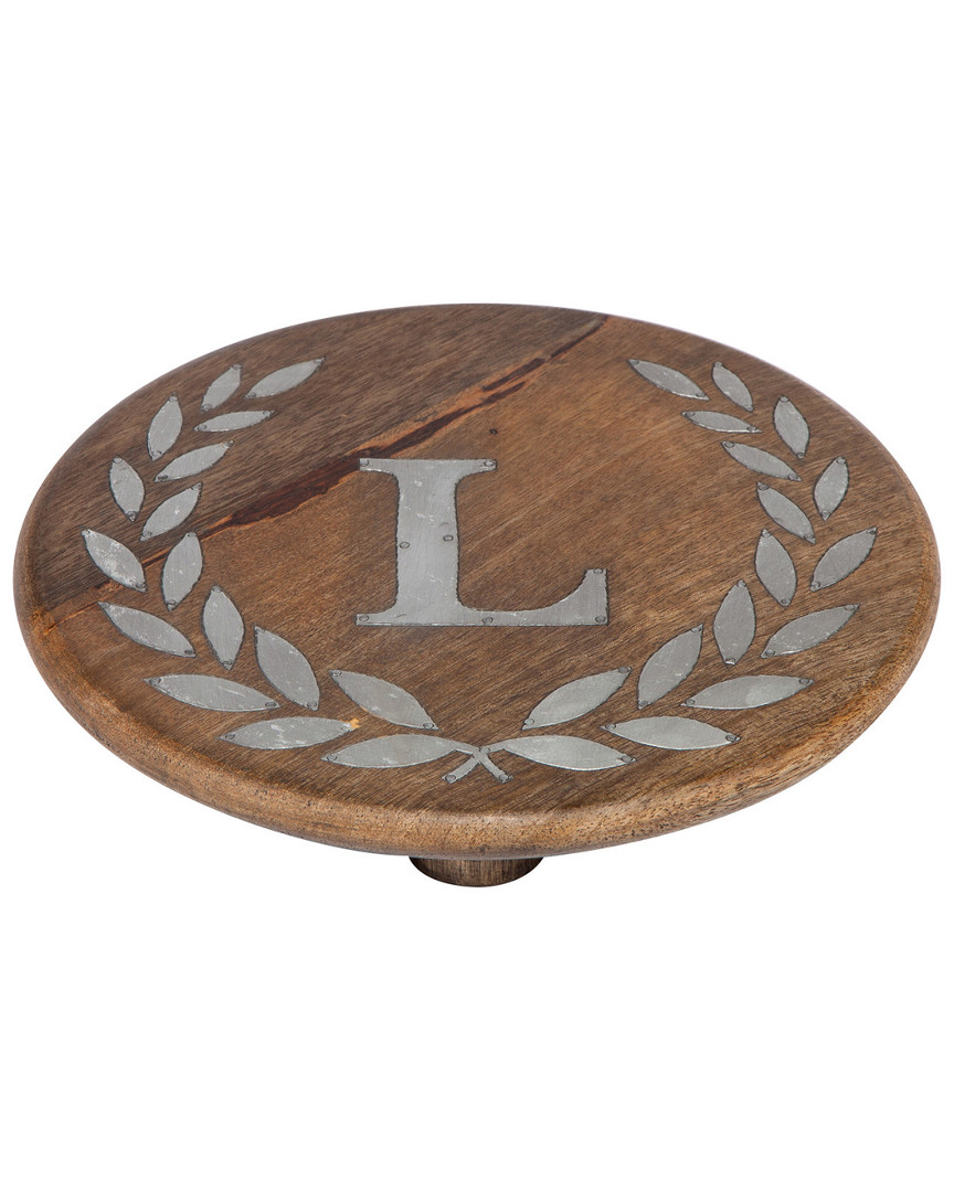 Gerson International Gg Collection Heritage Collection Mango Wood Round Trivet Letter L