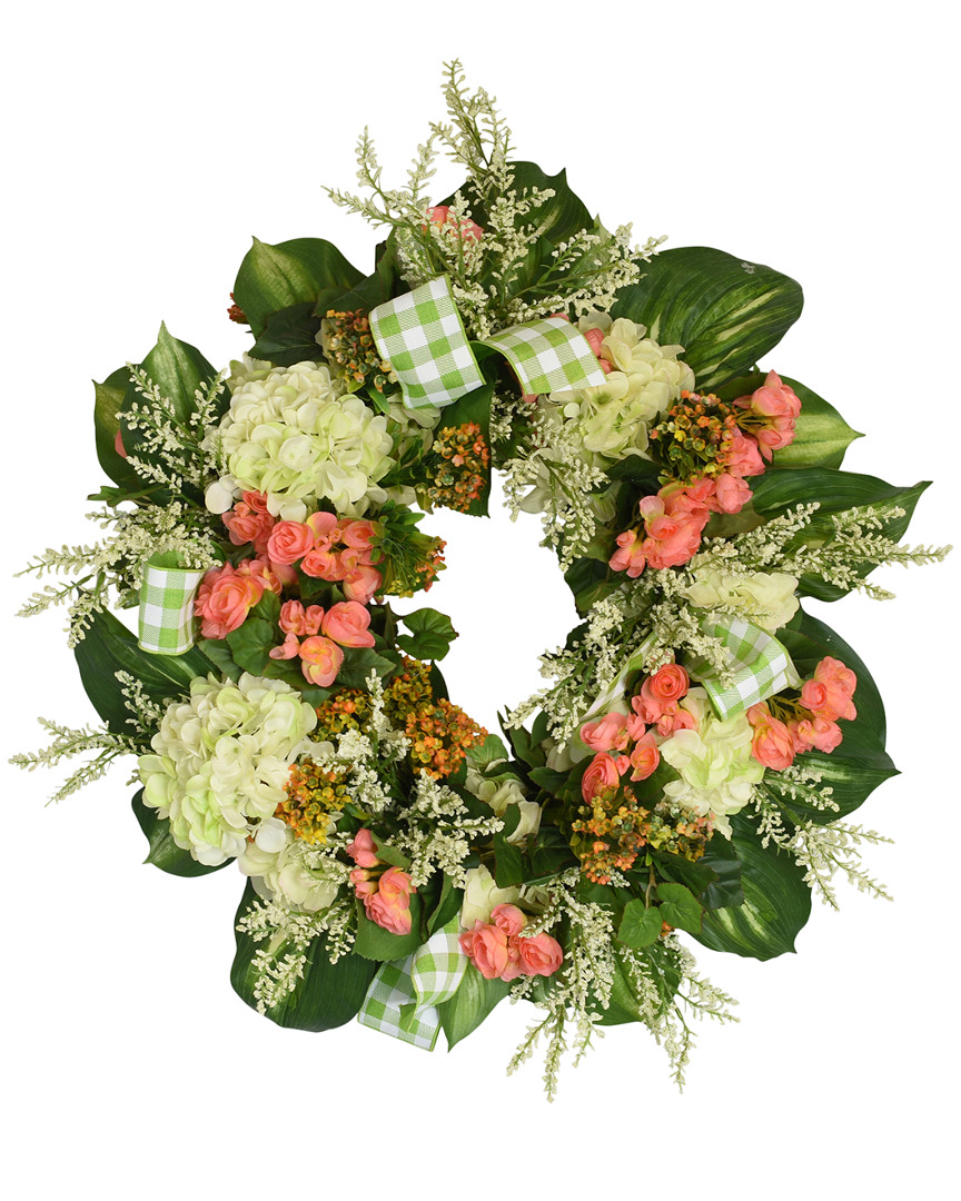 Creative Displays 33in Green And Orange Mixed Floral Pothos Leaves Wreath