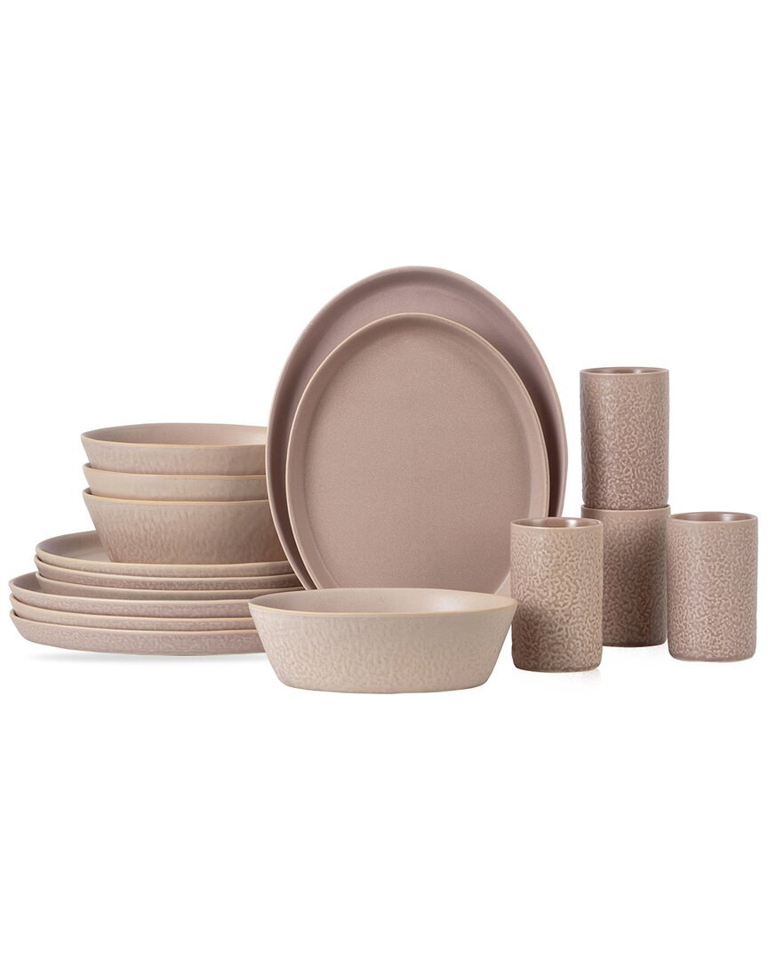 Stone By Mercer Project Stone Lain By Mercer Project Katachi 16pc Stoneware Dinnerware Set In Nude