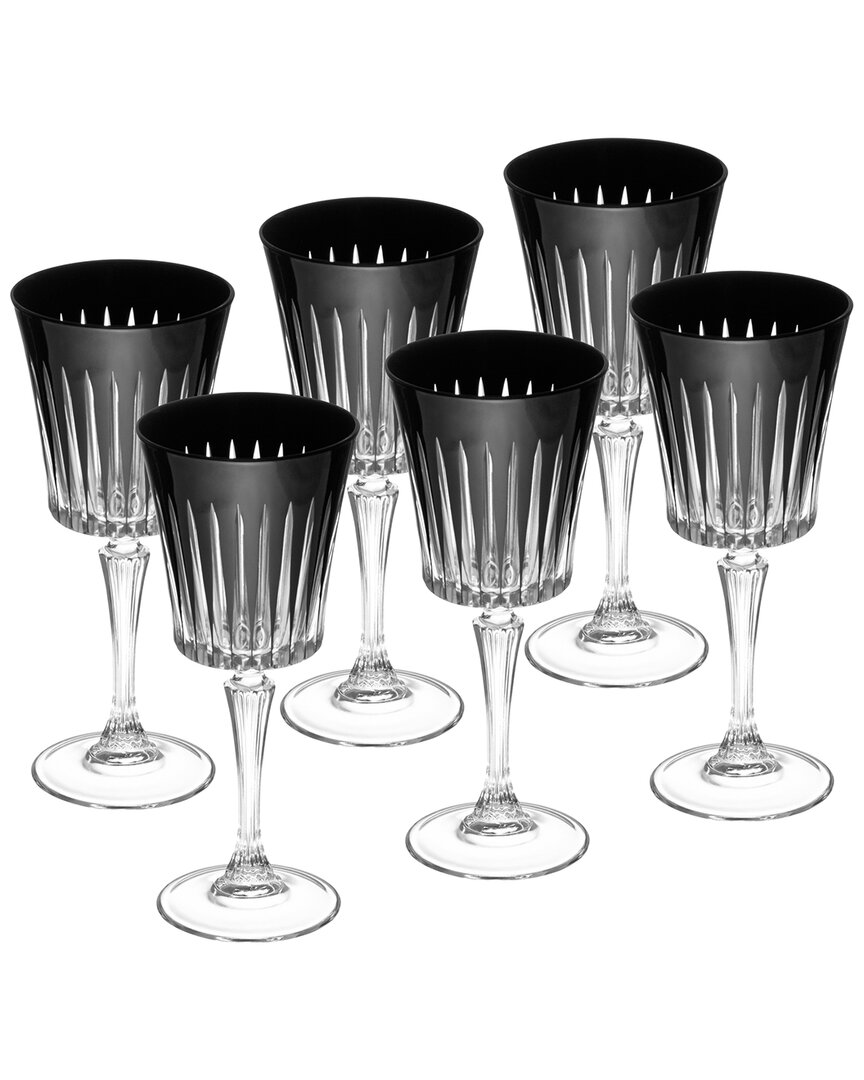 Barski Set Of 6 Wine Goblets In Black