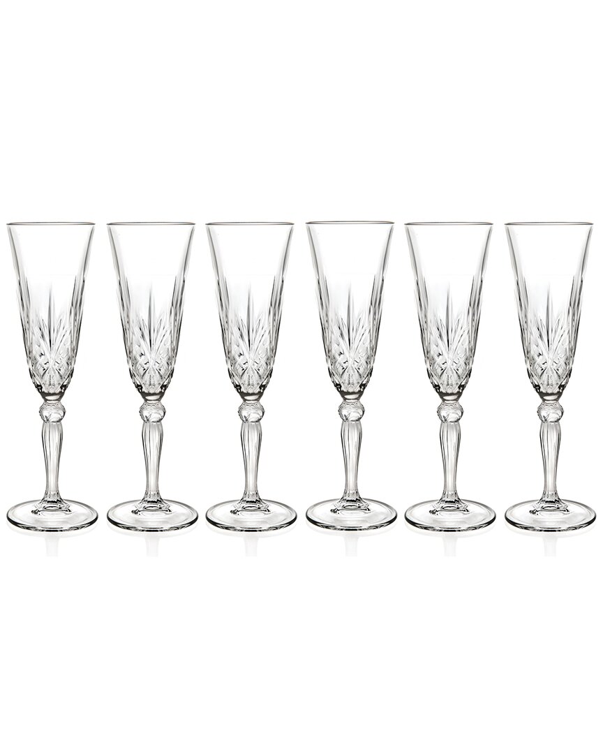 Barski Set Of 6 5.4oz Champagne Flutes In Clear