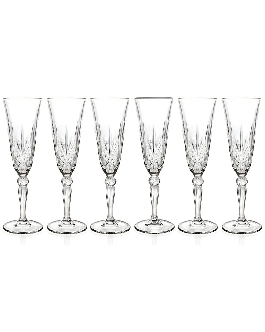 Barski Set Of 6 5.4oz Champagne Flutes In Clear