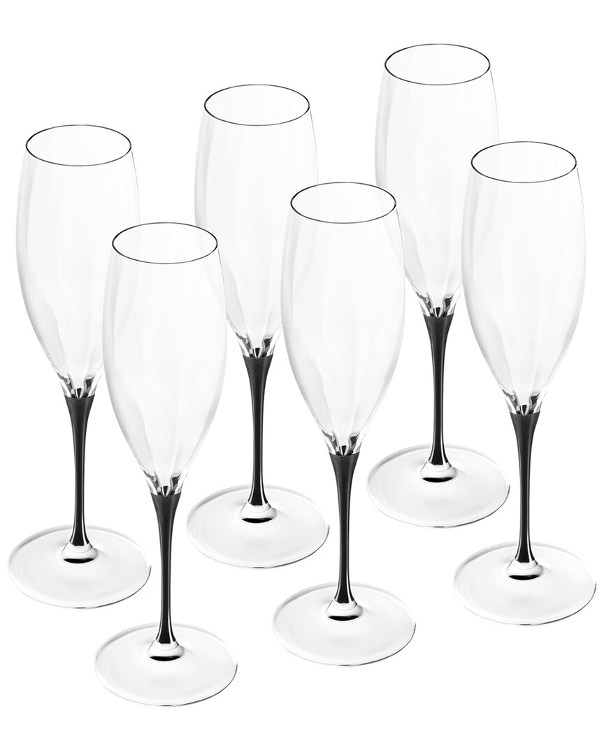 Barski Set Of 6 11oz Champagne Flutes In Clear