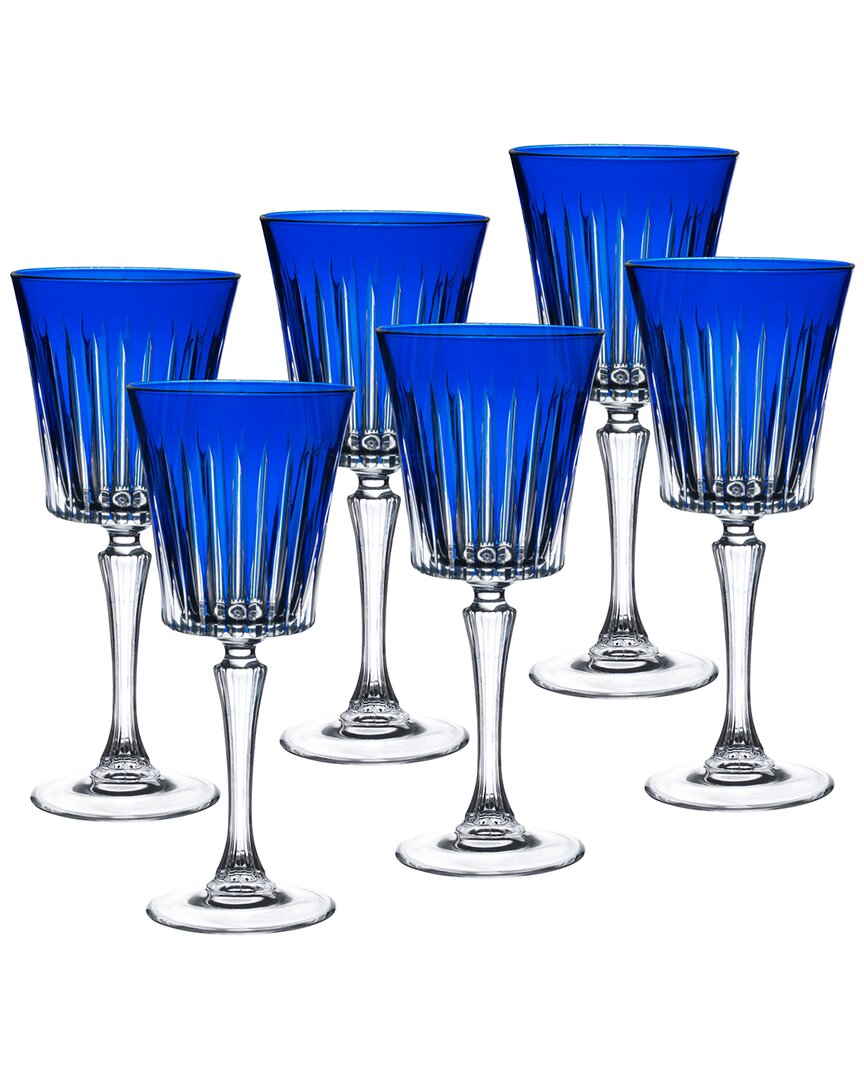 Barski Set Of 6 Wine Goblets In Blue