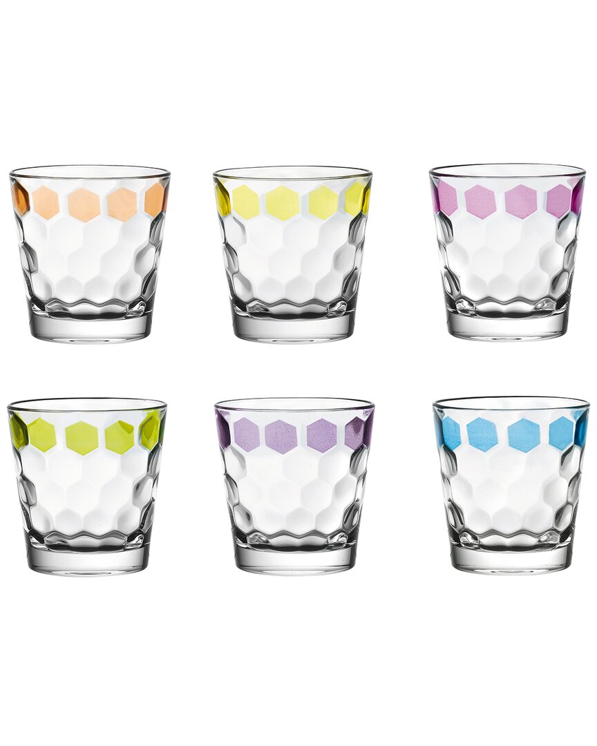 Barski Set Of 6 Tumblers With Octagon Design Shape In Multicolor