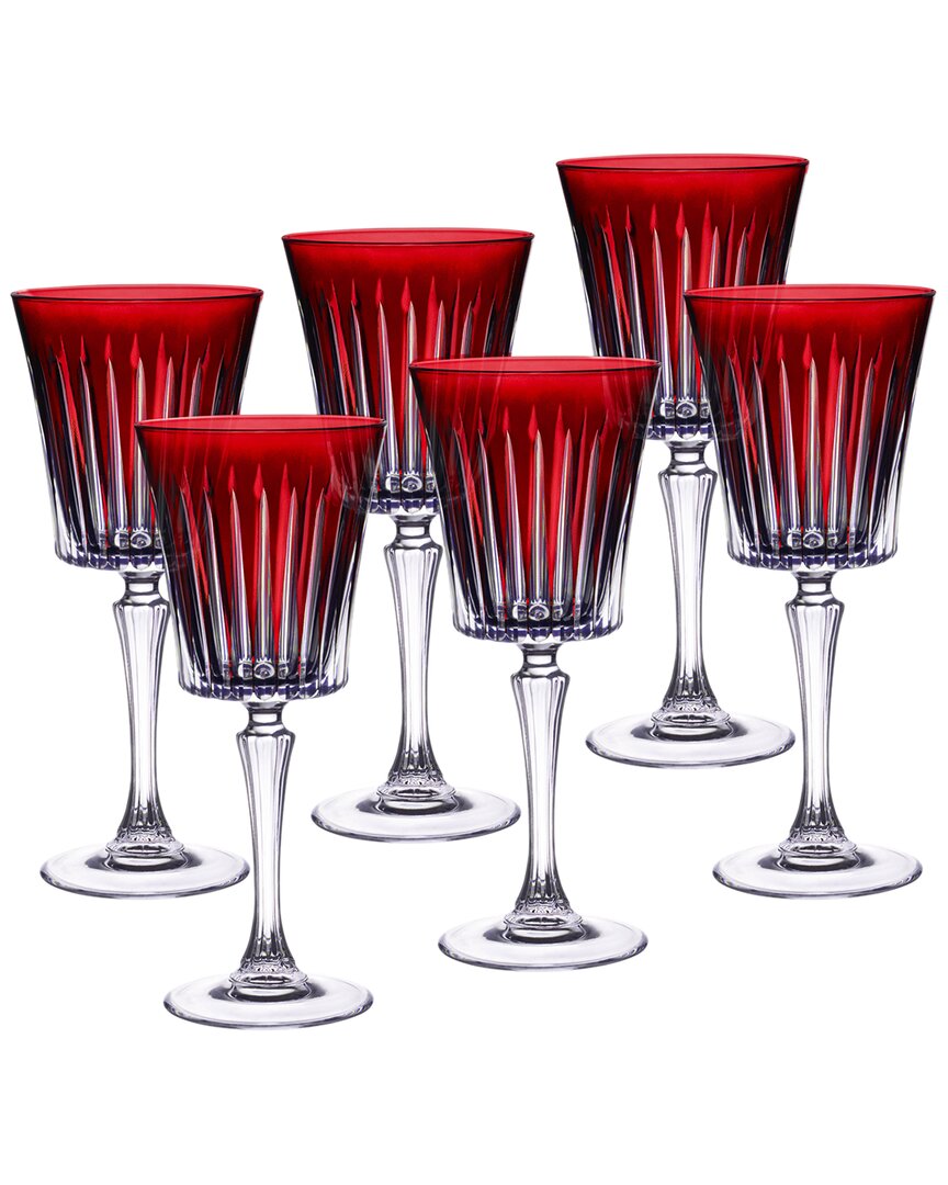 Barski Set Of 6 7oz Wine Goblets In Red