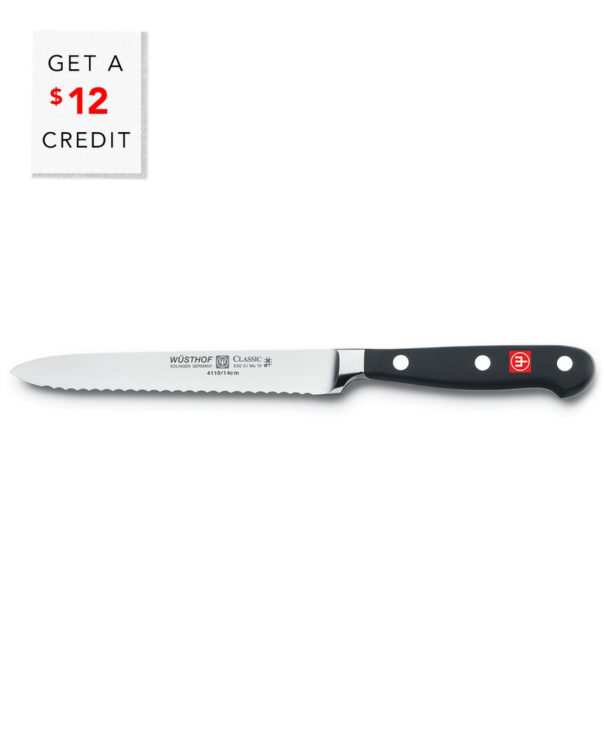 Wusthof 5in Classic Serrated Utility Knife With $12 Credit In Black