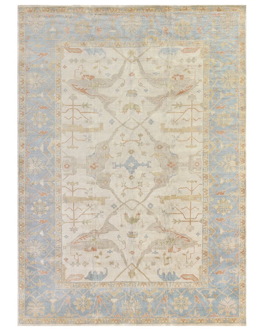 Exquisite Rugs Antique Weave Oushak Hand-knotted New Zealand Wool Rug In Ivory