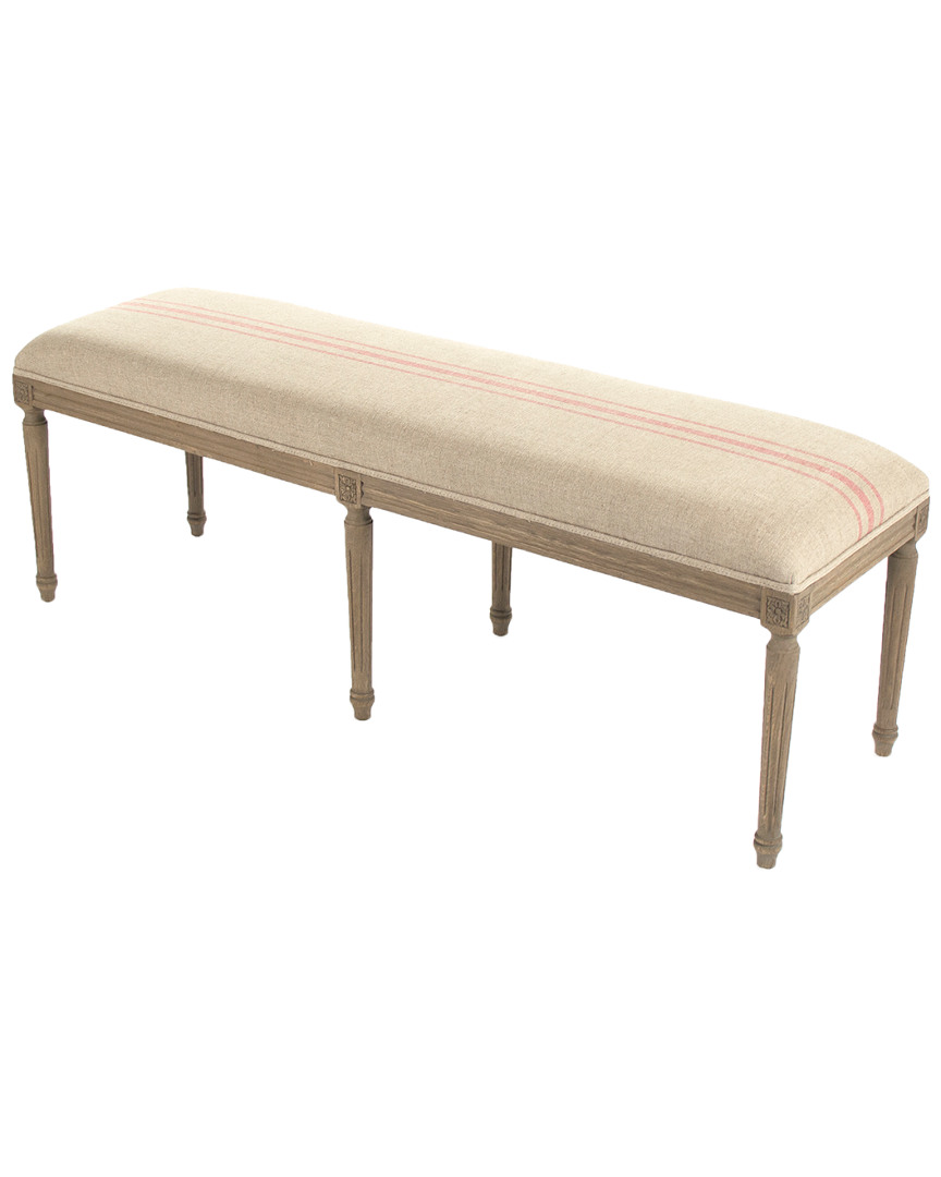 Zentique Louis Red Striped Bench In Neutral