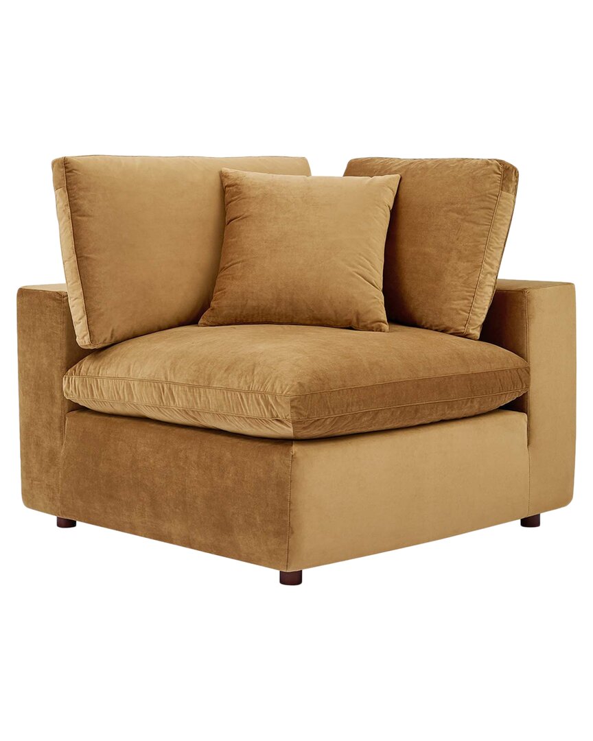 Modway Commix Down Filled Overstuffed Performance Velvet Corner Chair In Brown