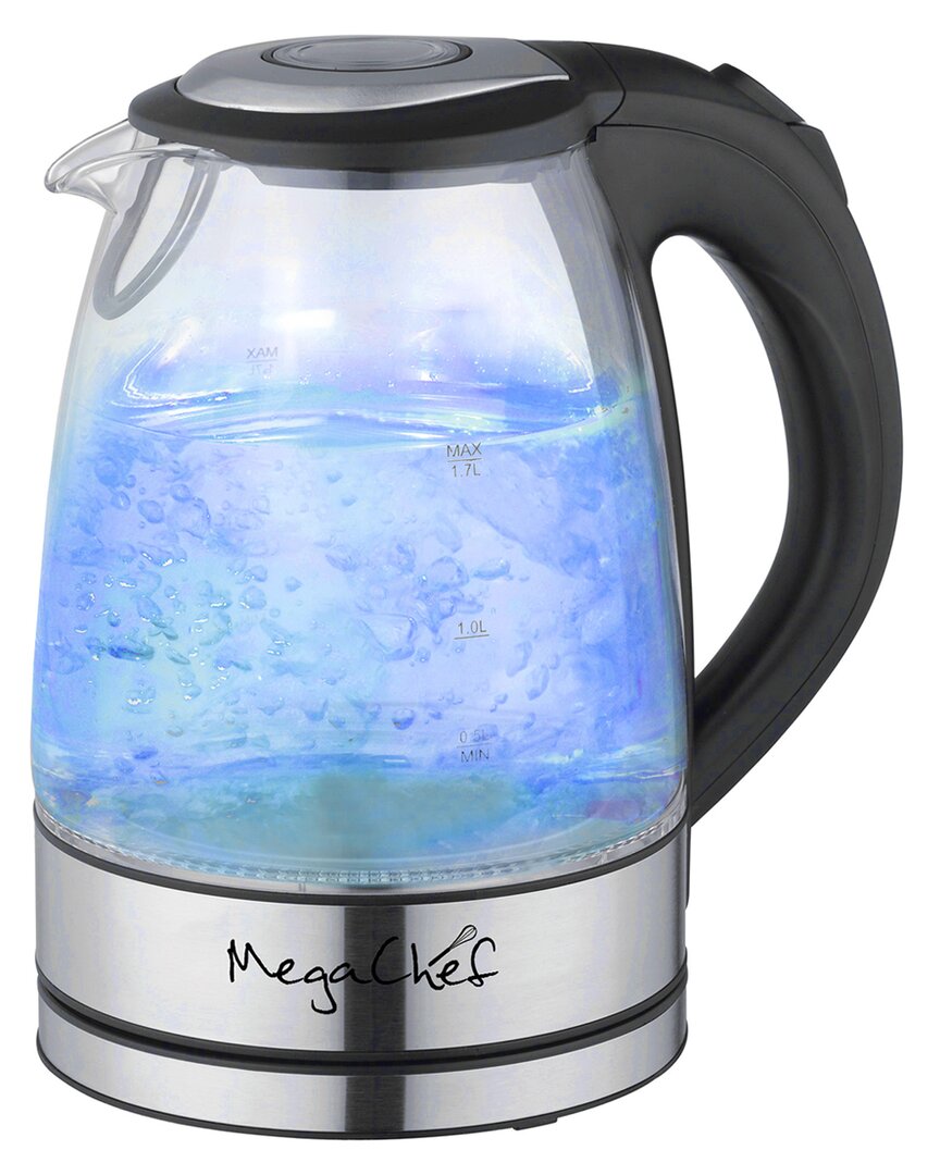 Megachef 1.7l Glass And Stainless Steel Electric Tea Kettle In Clear