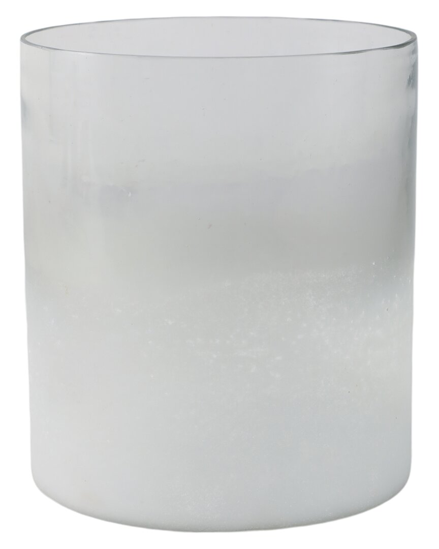 Sagebrook Home 7x6in Frosted Bottom Hurricane In White
