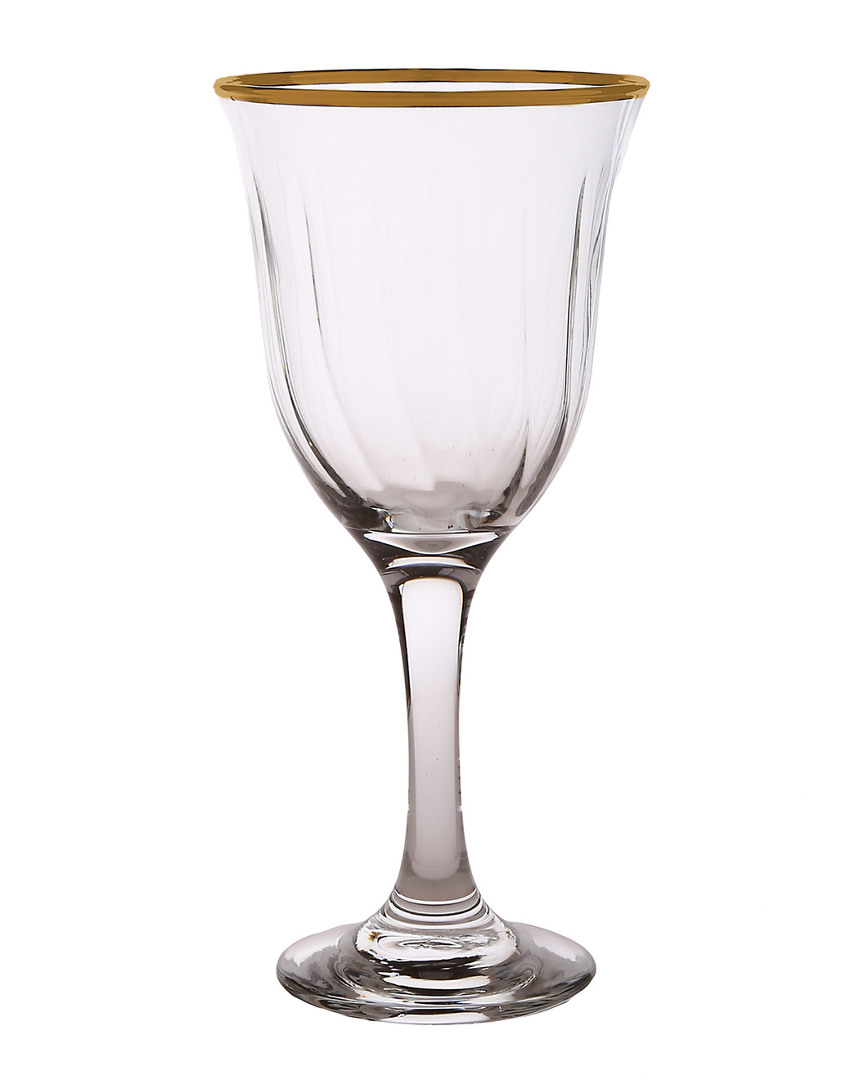 Classic Touch Set Of 6 Water Glasses With Simple Gold Design