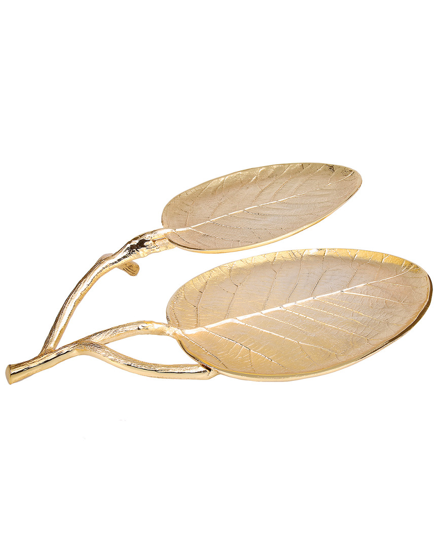 Classic Touch Gold Leaf Shaped Relish Dish