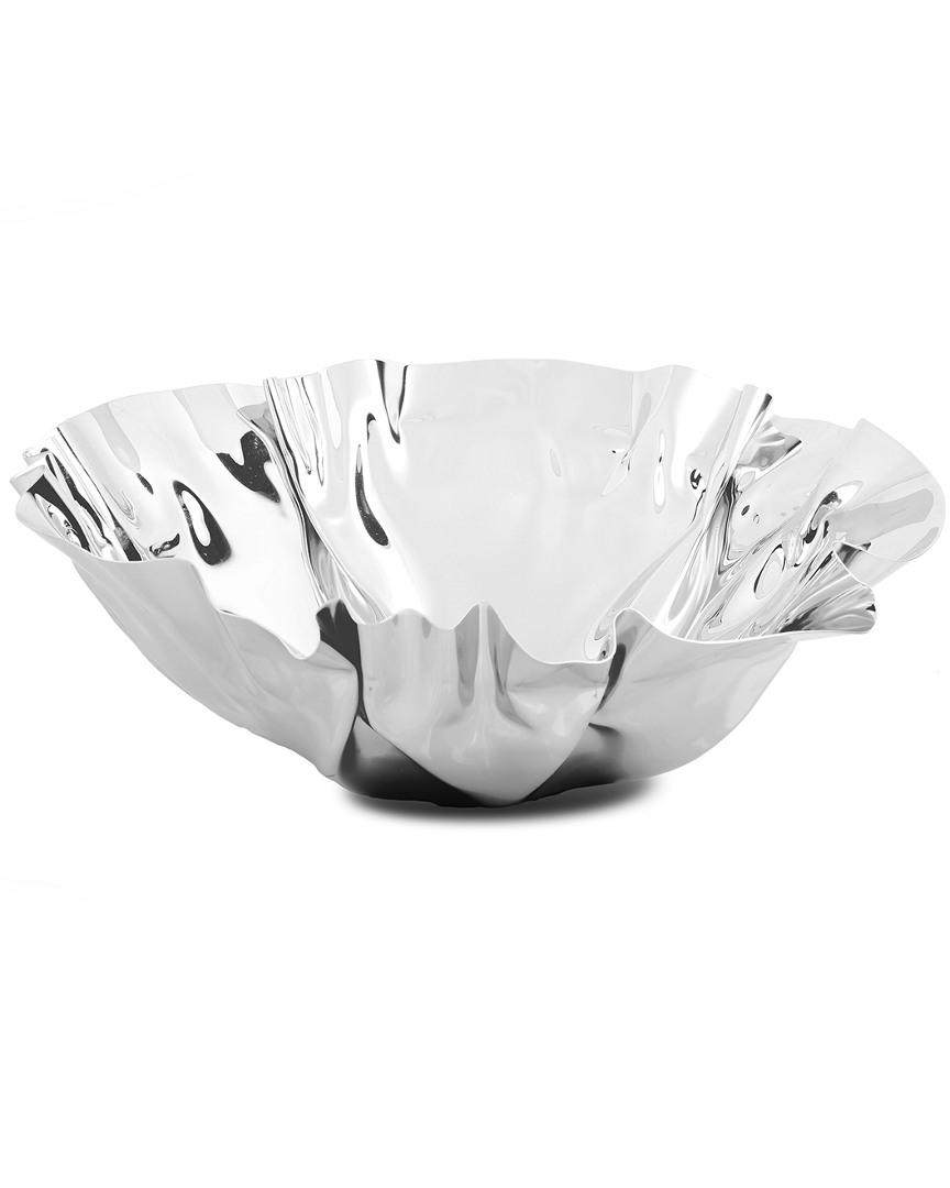 Classic Touch Round Stainless Steel Serving Bowl With Wavy Design