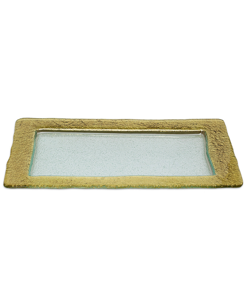 Shop Classic Touch Glass Rectangular Tray With Thick Gold Border