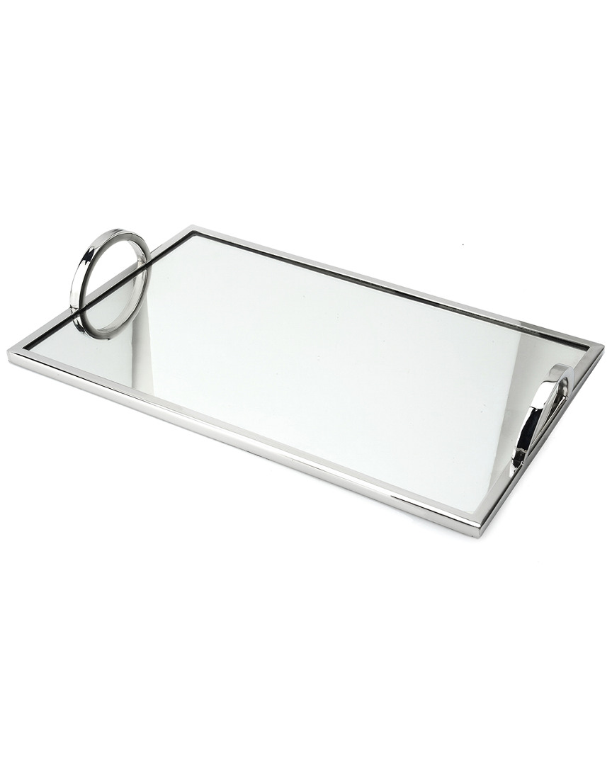 Classic Touch Rectangular Mirror Tray With Loop Handles
