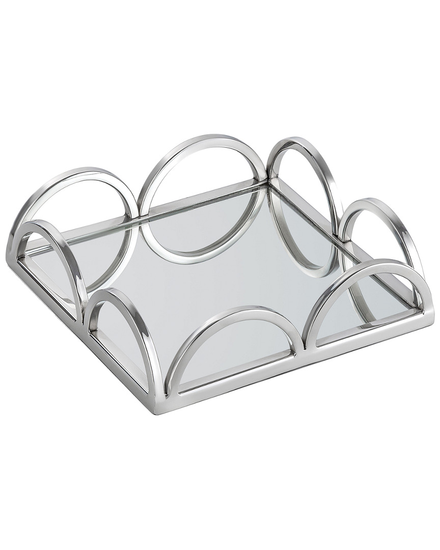 Classic Touch Mirror Base Napkin Holder With Loop Design Walls In Metallic
