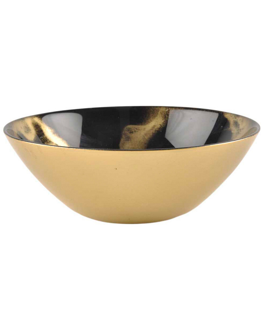 Classic Touch Black And Gold Marbleized Soup Bowl