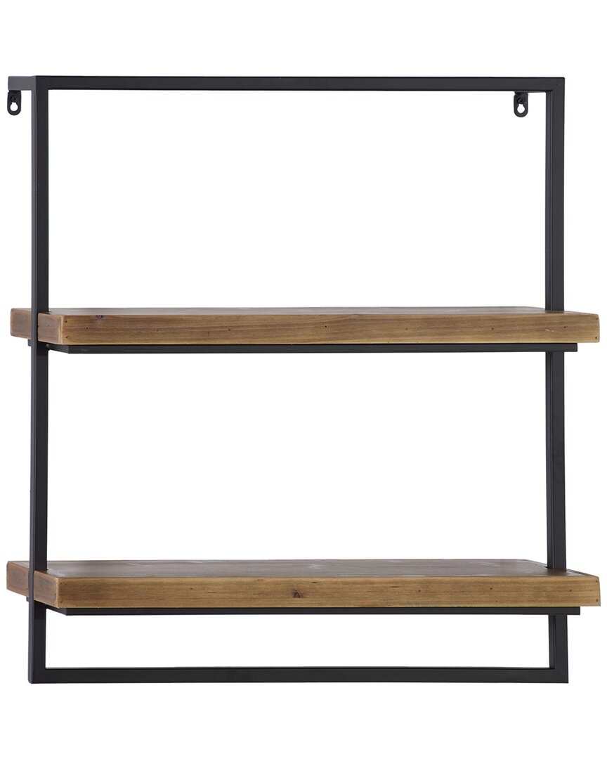 Peyton Lane Industrial Rectangle Brown Metal Wall Shelf