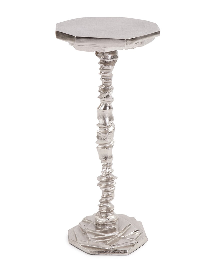 Howard Elliott Rock Cut Cast Aluminum Martini Table In Silver