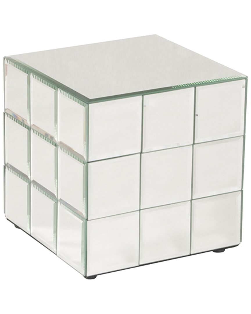 Howard Elliott Short Mirrored Puzzle Cube Pedestal Table