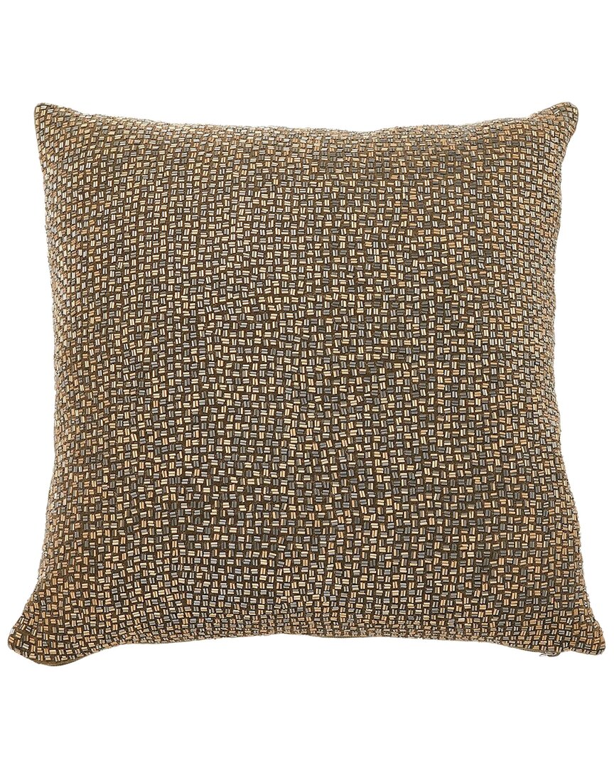 Global Views Chainmail Beaded Pillow In Gold