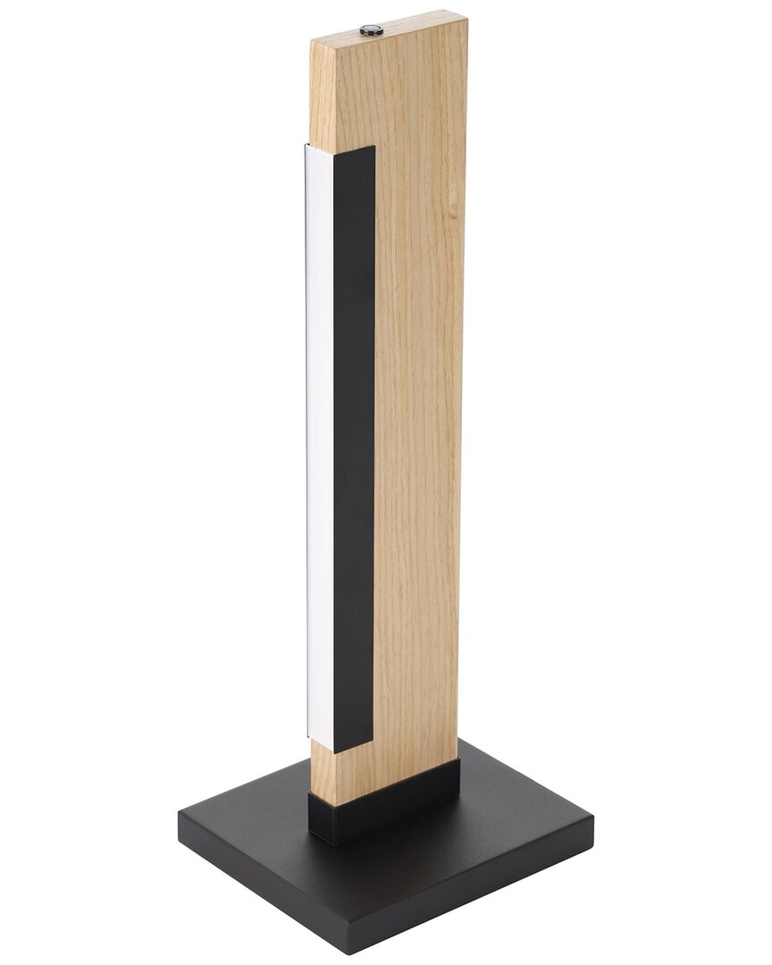 Eglo Camacho 1 Light Integrated Led Table Lamp, Black & Wood Finish With White Plastic Cover
