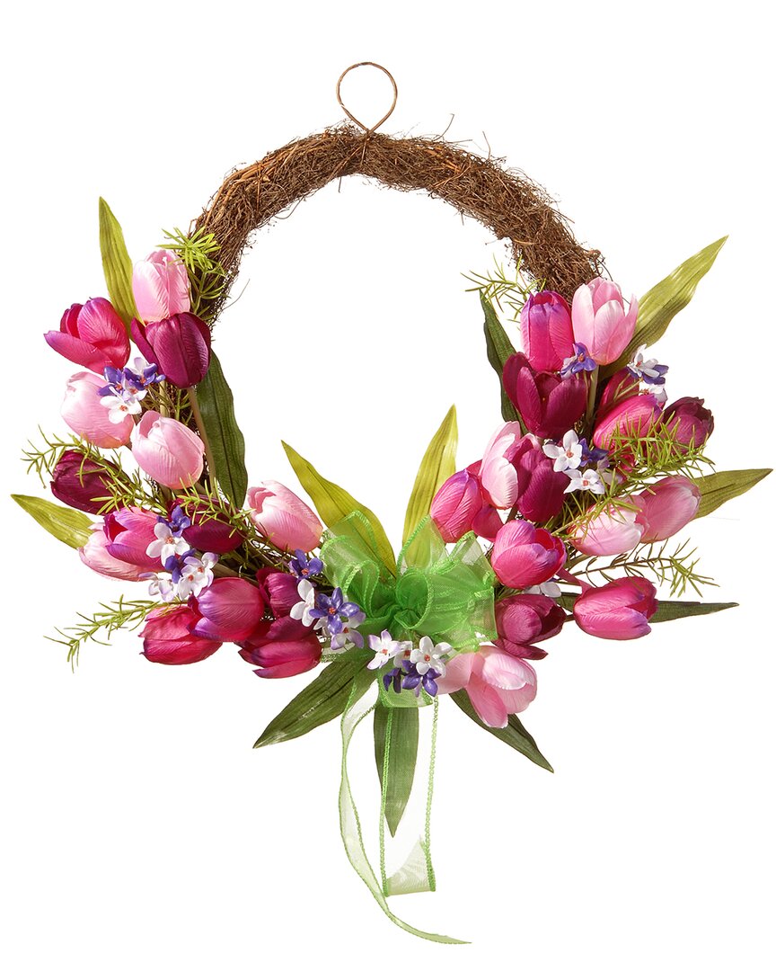 National Tree Company Wreath In Pink