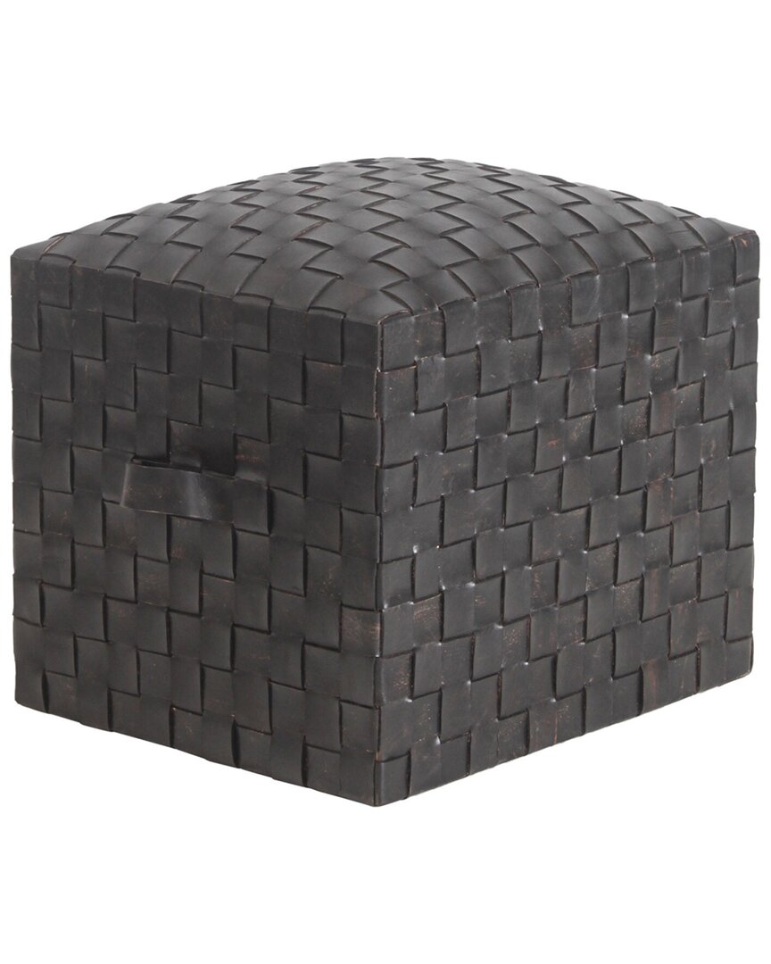 Peninsula Home Collection Brooklyn Leather Cube In Black