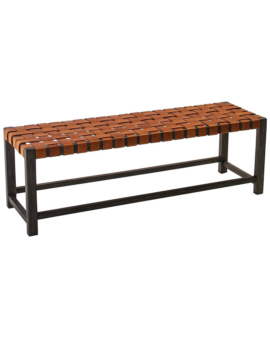 Peninsula Home Collection 54in Madeira Saddle Leather Long Bench In Brown