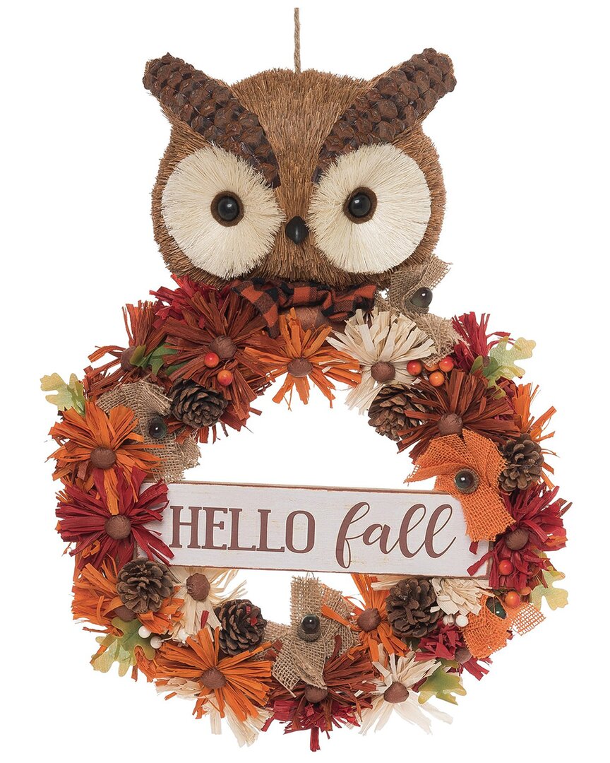 Transpac Foam 24.41in Multicolored Harvest Fall Owl And Leaf Wreath In Orange