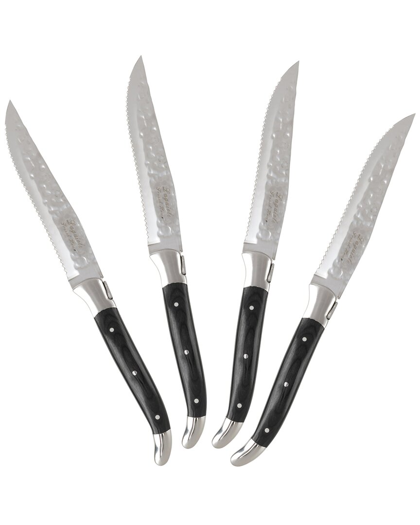 French Home Laguiole Set Of 4 Bbq Steak Knives In Black