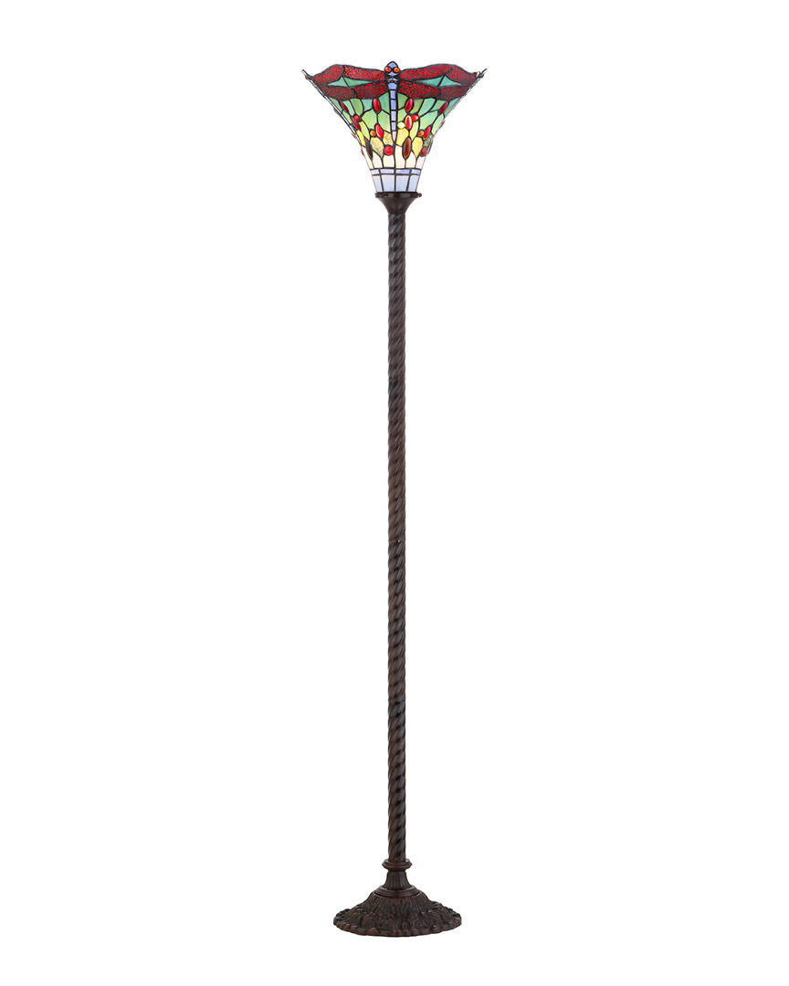 Jonathan Y Designs Dragonfly Tiffany-style 71in Torchiere Floor Lamp
