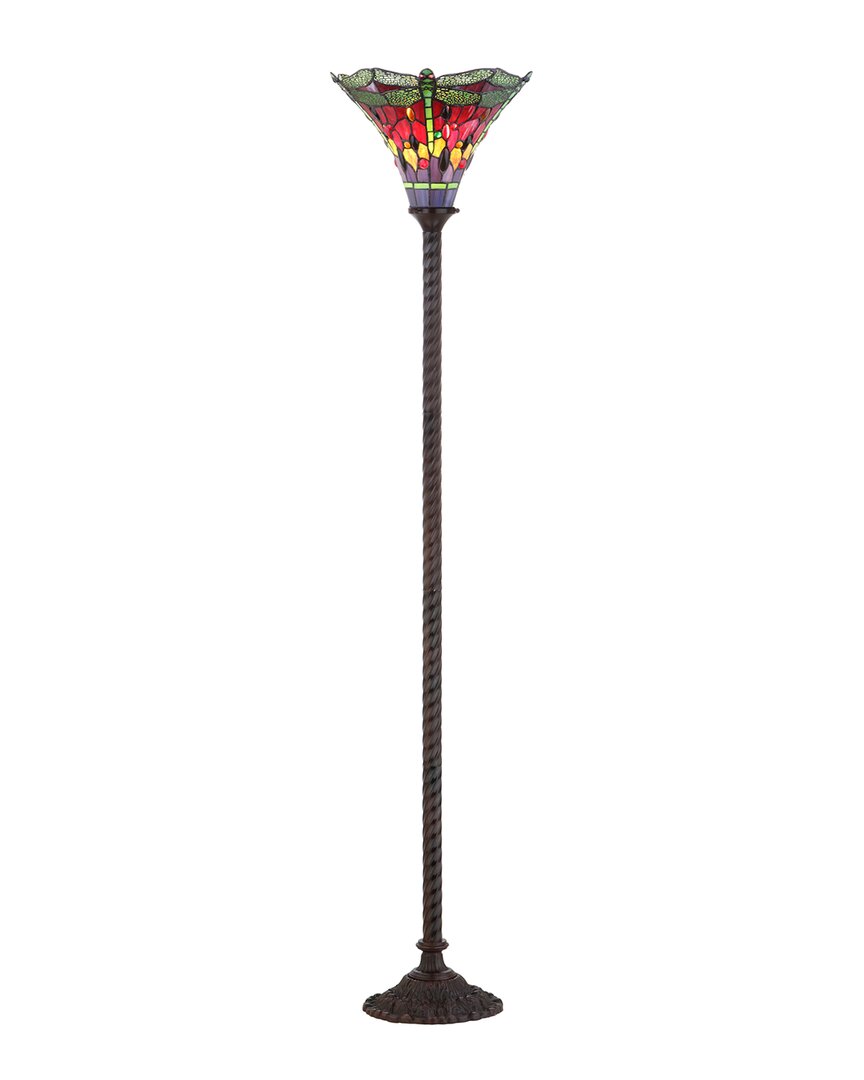 Jonathan Y Designs Dragonfly Tiffany-style 71in Torchiere Floor Lamp