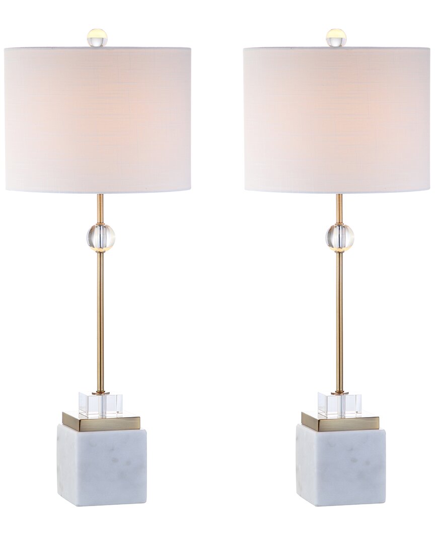 Jonathan Y Designs Set Of 2 Dawson 30in Marble & Crystal Table Lamps