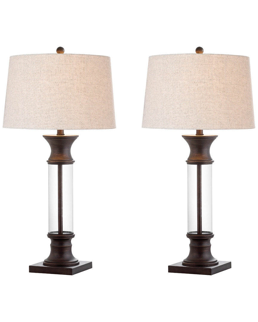 Jonathan Y Designs Set Of 2 Hunter 32in Metal & Glass Led Table Lamps