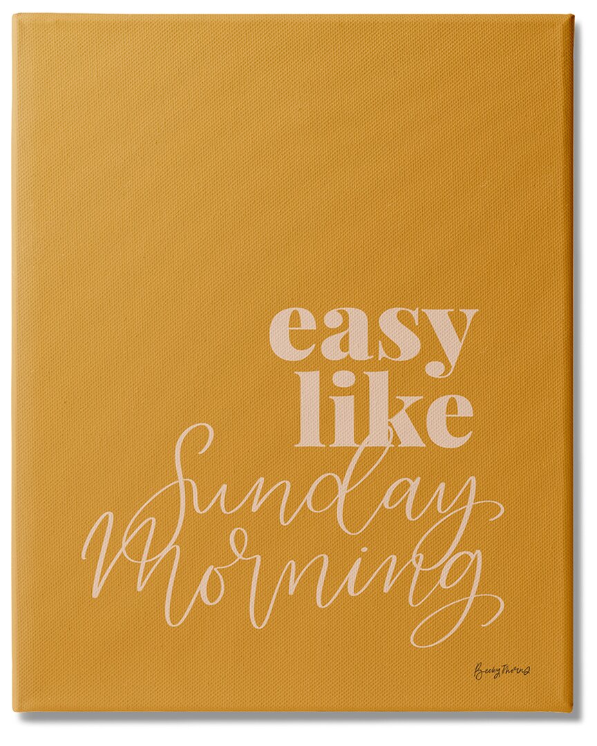 Stupell Industries Easy Like Sunday Morning Phrase Minimal Orange Pink Stretched Canvas Wall Art By Becky Th