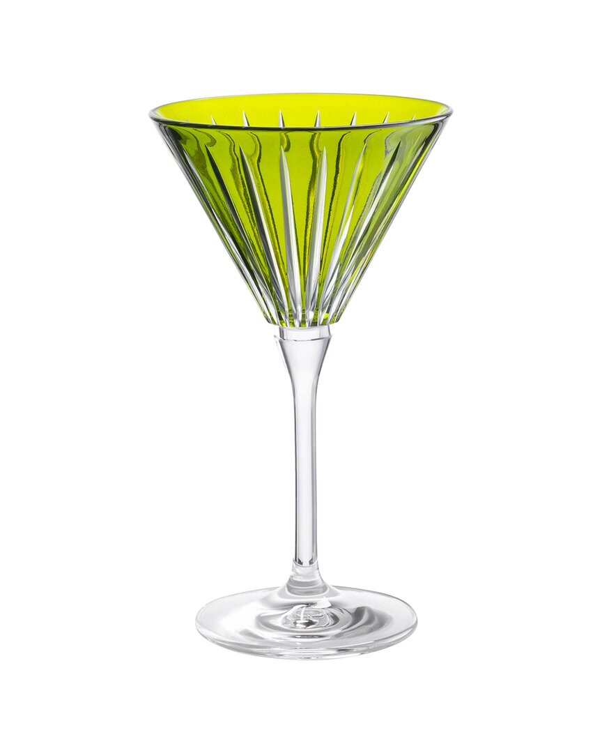 Barski Set Of 6 Colored Champagne Flutes Glasses In Green